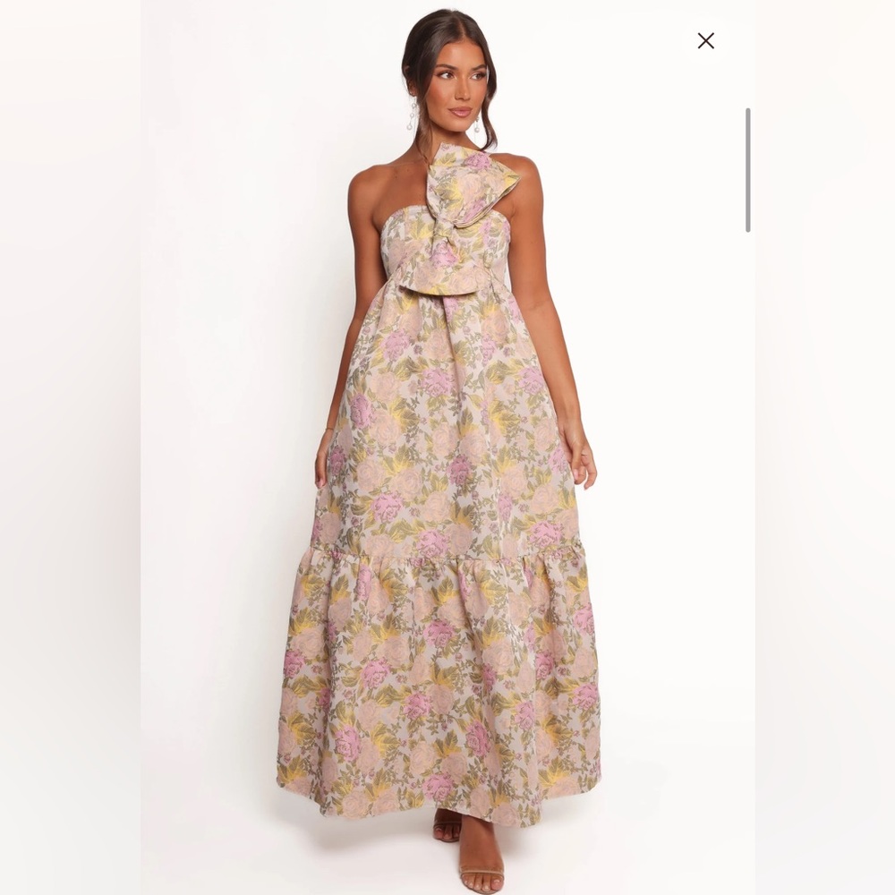 Petal & Pup Floral Maxi Dress in Pastel Pink and Cream - Picture 2 of 4
